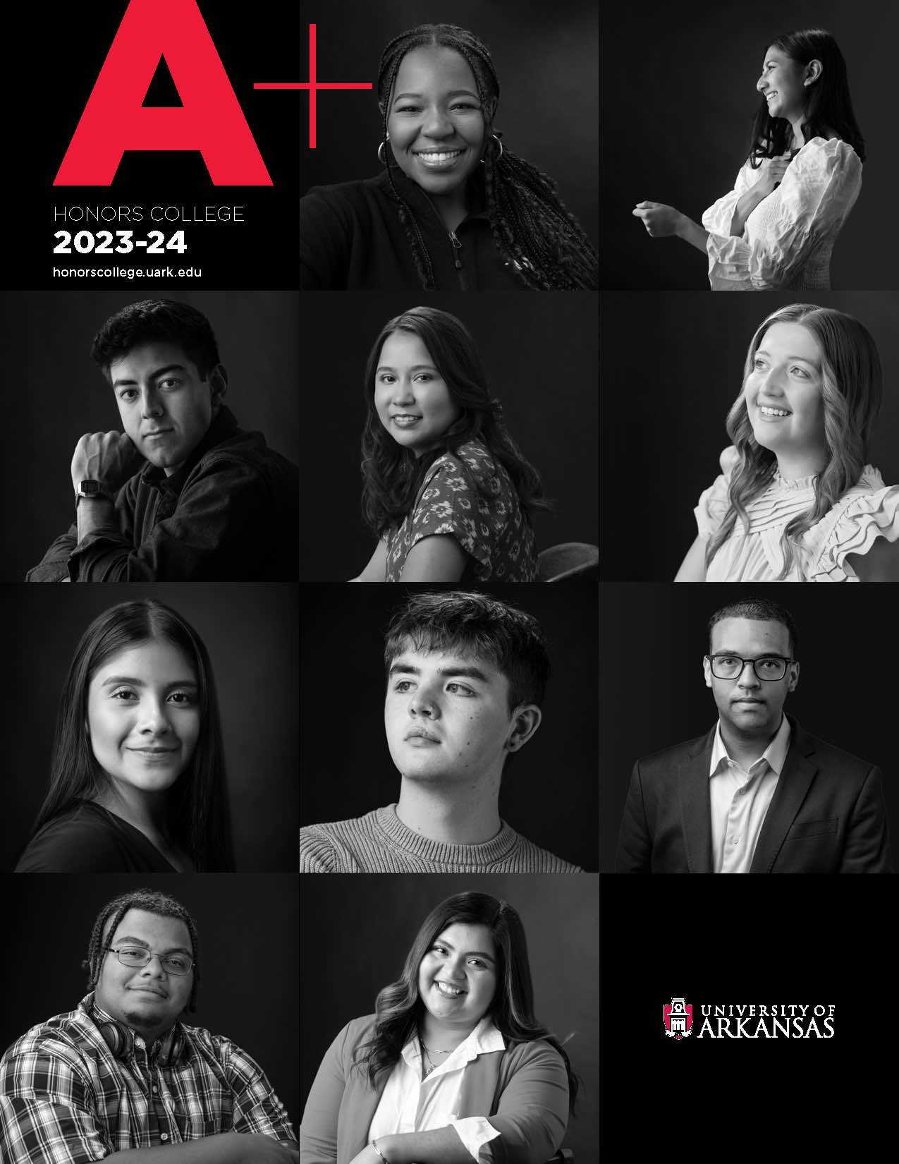 A+ magazine cover shows ten students and alumni in black and white