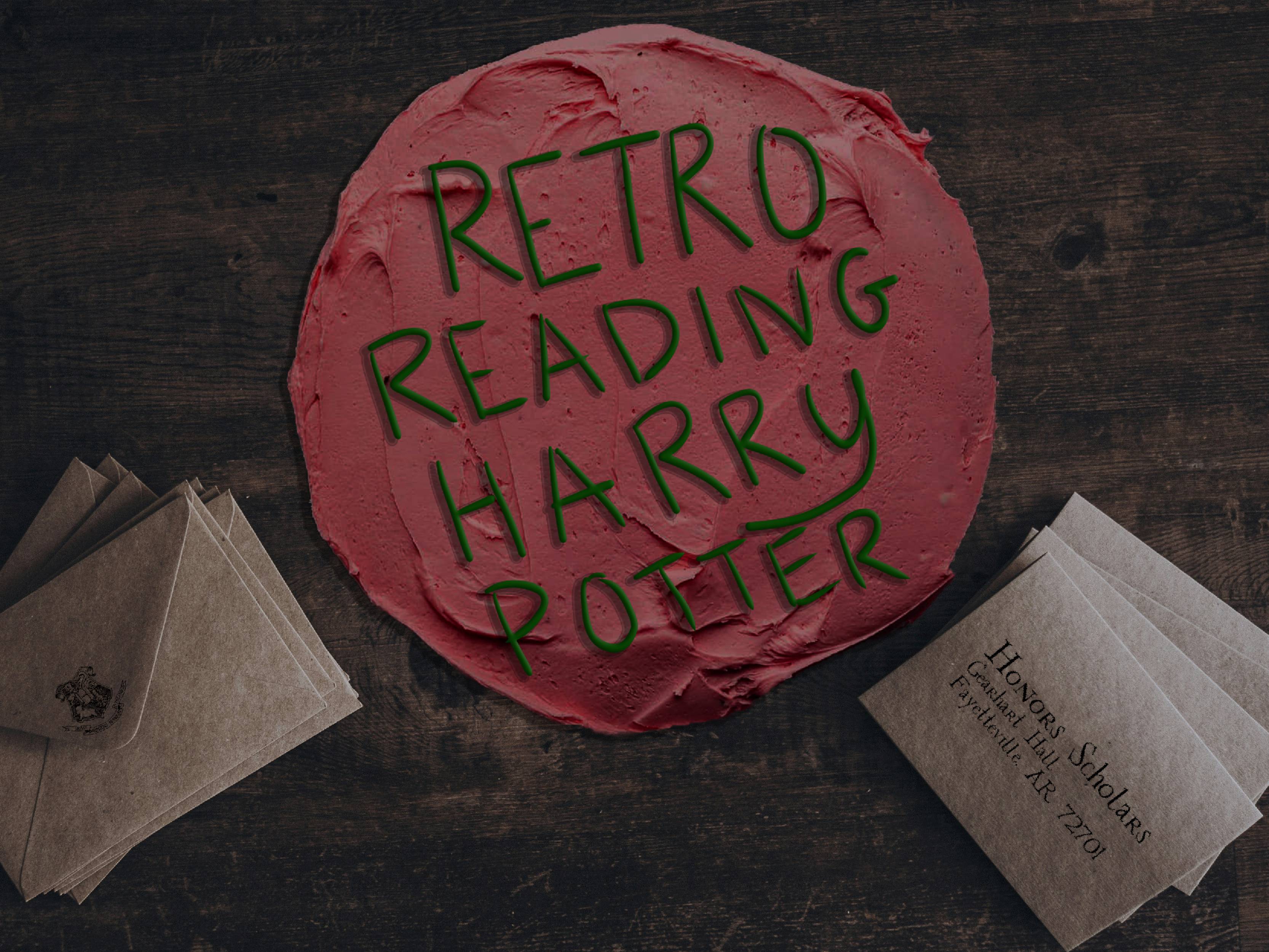 Cake with the words "Retro Reading Harry Potter"