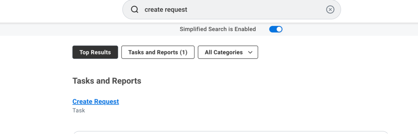 Enter "Create Request" into the search bar. 