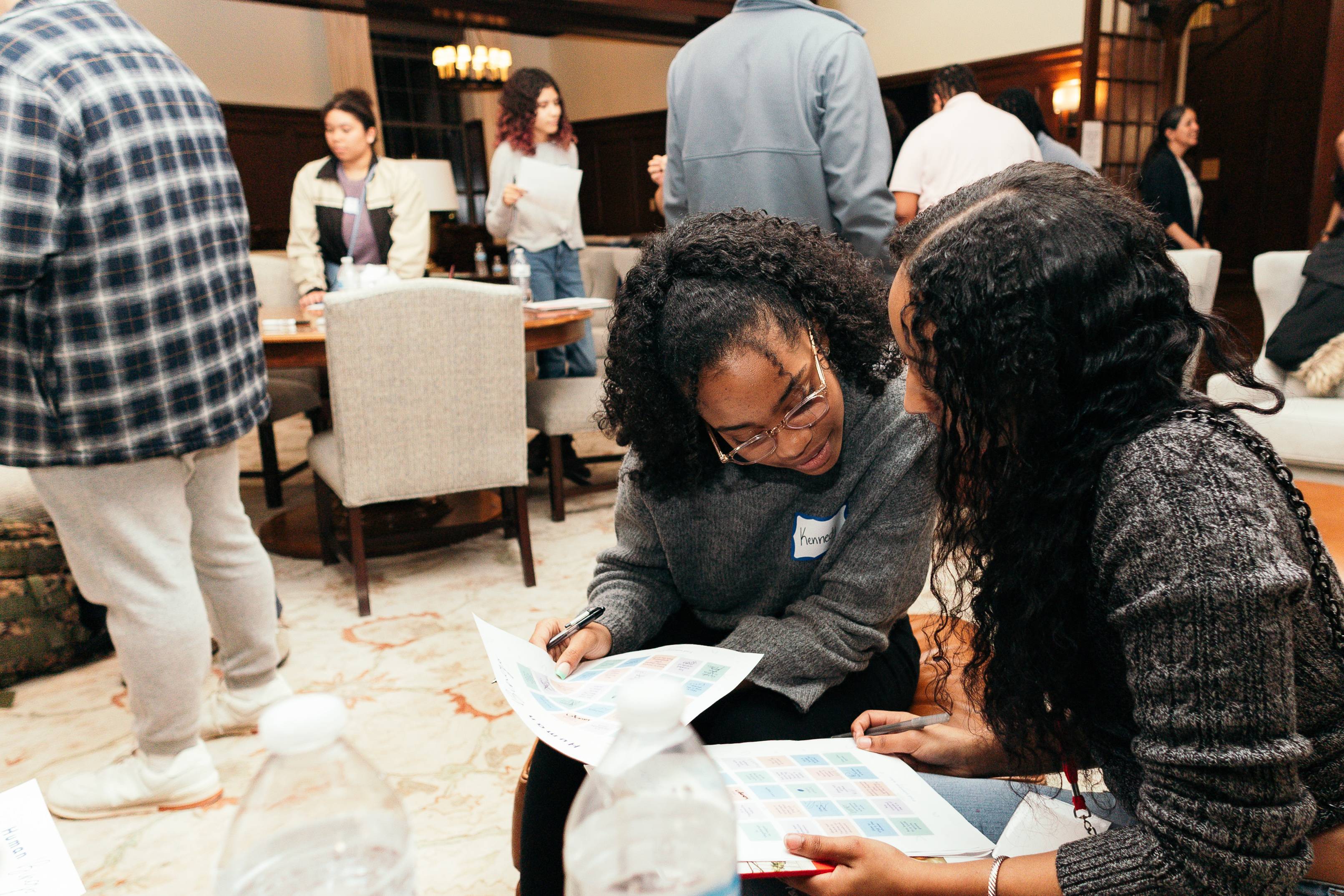 Prospective path students in the Student Lounge. 