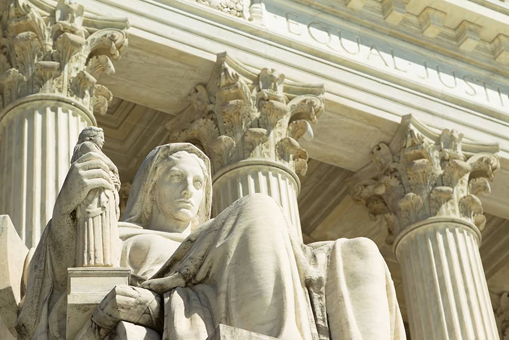 Detail of the facade of the U.S. Supreme Court