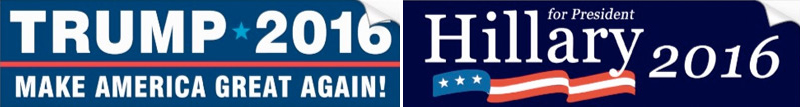 bumper stickers for Donald Trump and Hillary Clinton