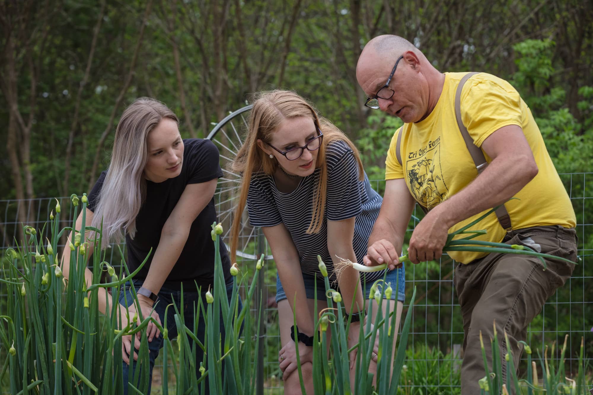 students working on a farm