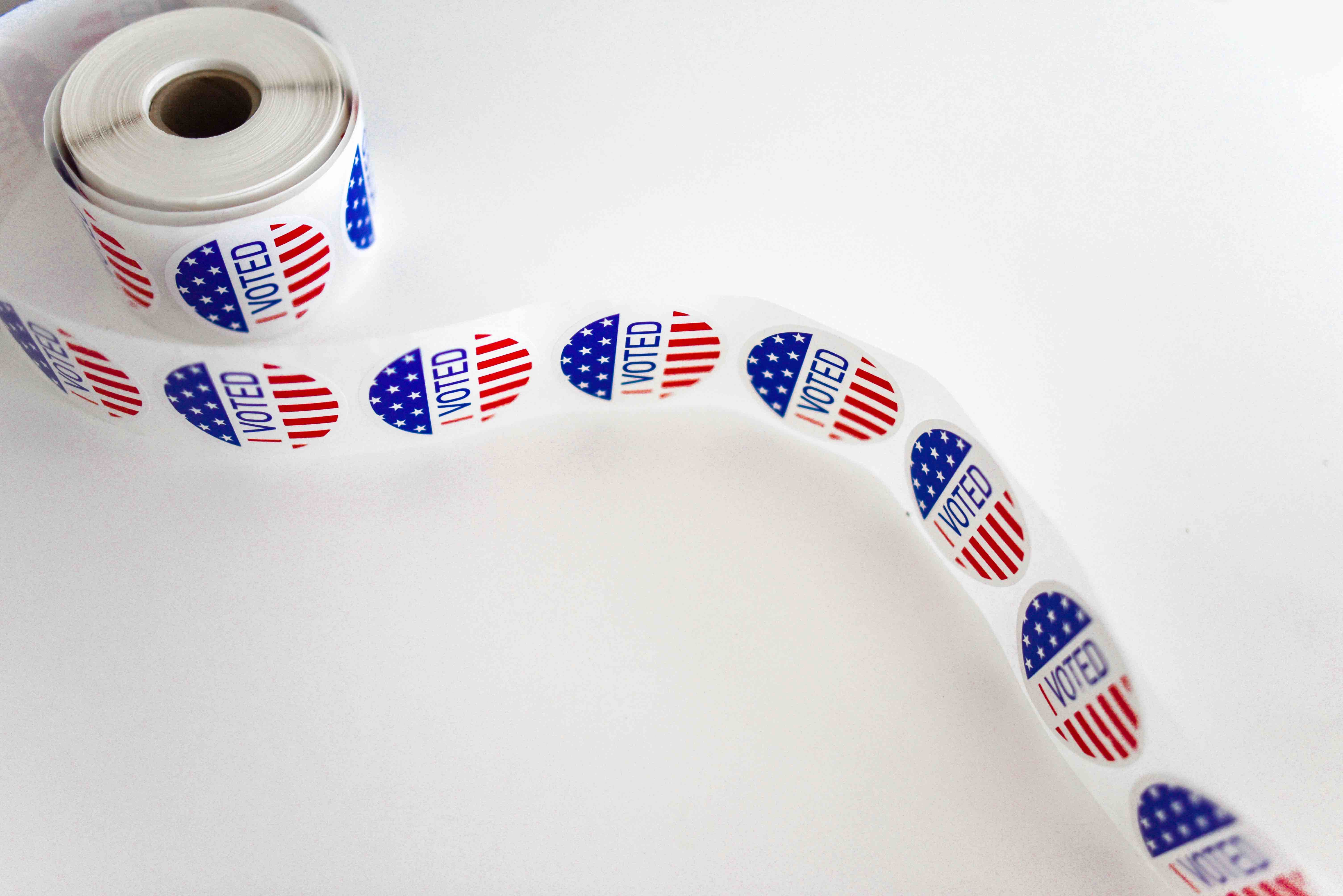 A pair of red, white, and blue boxing gloves