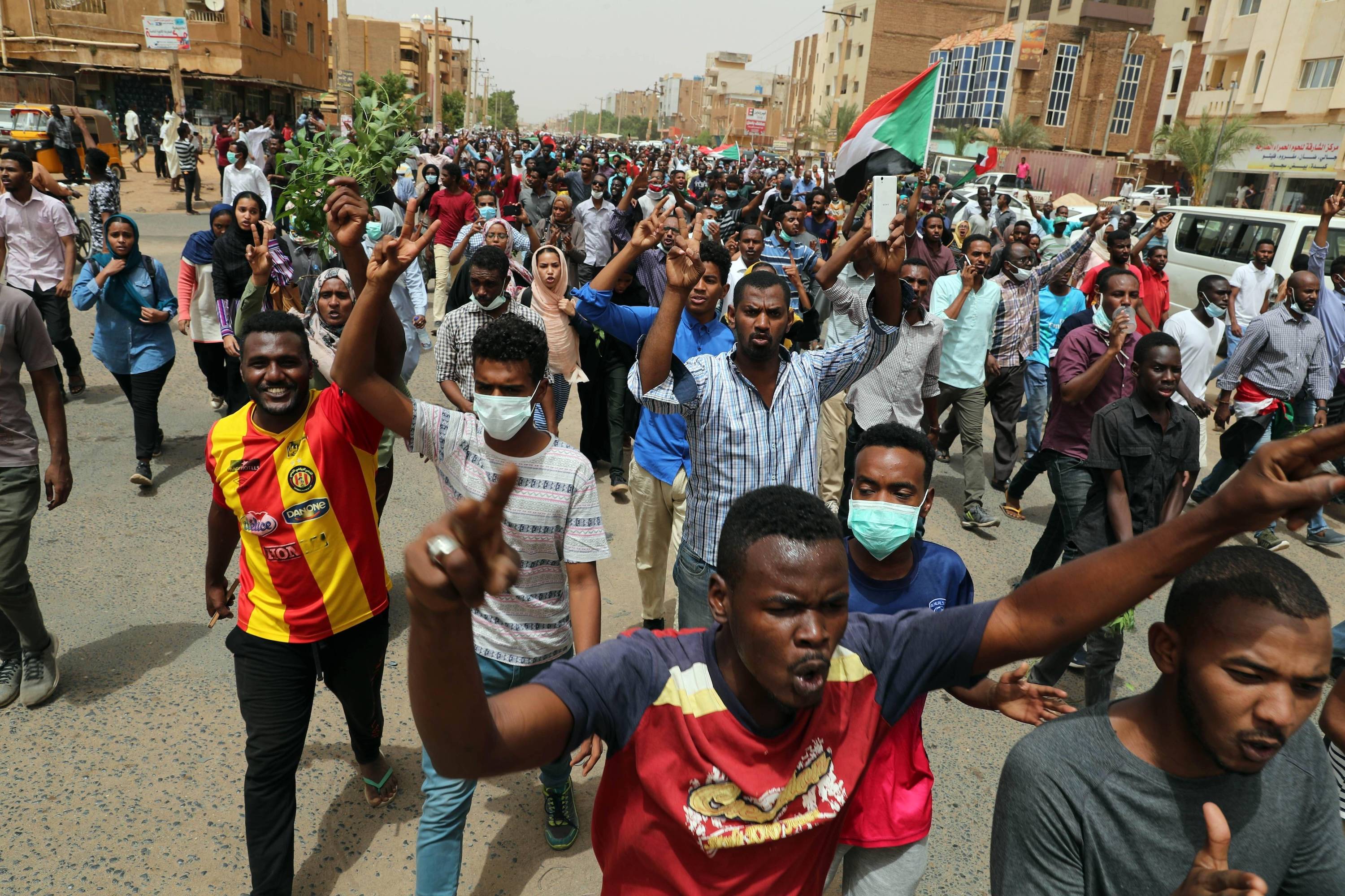 Sudanese protesters in Khartoum, June 2019.