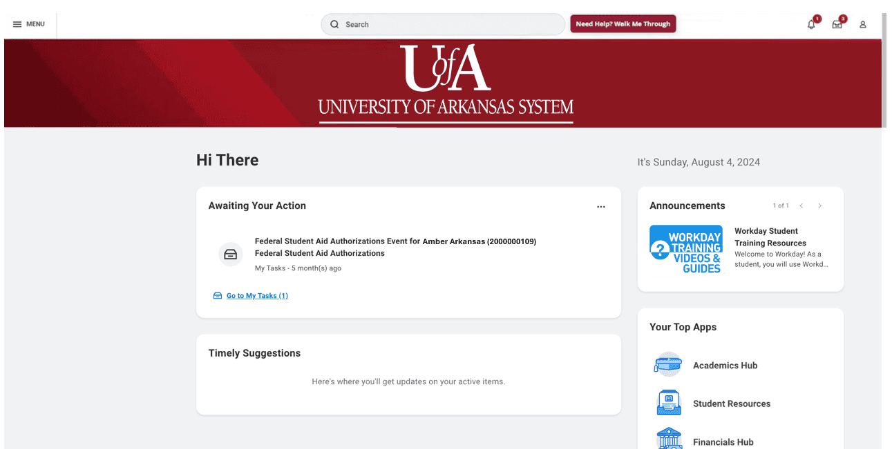 Navigate to the Workday application.